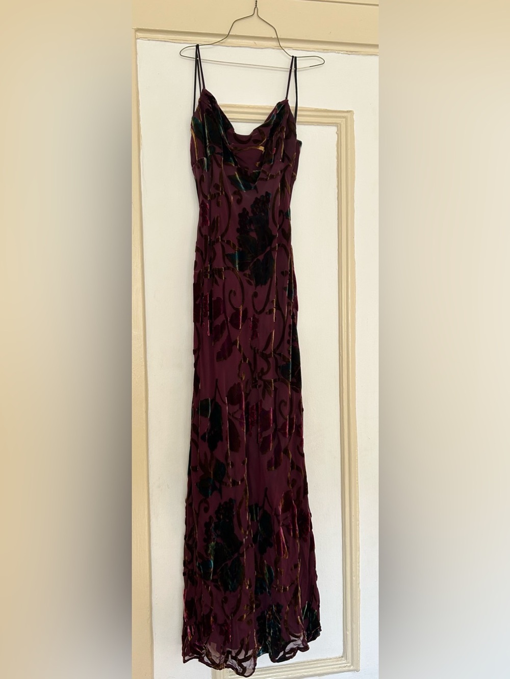 Dave & Johnny Burgundy Floral Velvet Burnout Maxi Dress